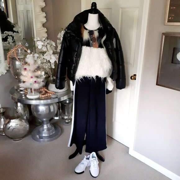 EUC Kendall + Kylie black white high waist wide leg trackpants - Picture 3 of 9